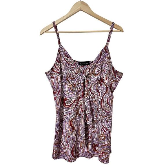 INC International Concepts Abstract Jersey Babydoll Tank Top Size L Pink Y2K - Picture 1 of 7